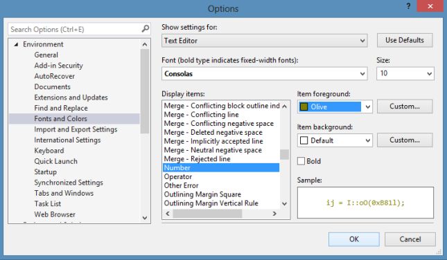 Fonts and Colors in Environment